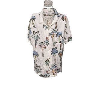 NEW‎ WITH TAGS UO URBAN OUTFITTERS Gradient Palms Rayon Short Sleeve Button-Down